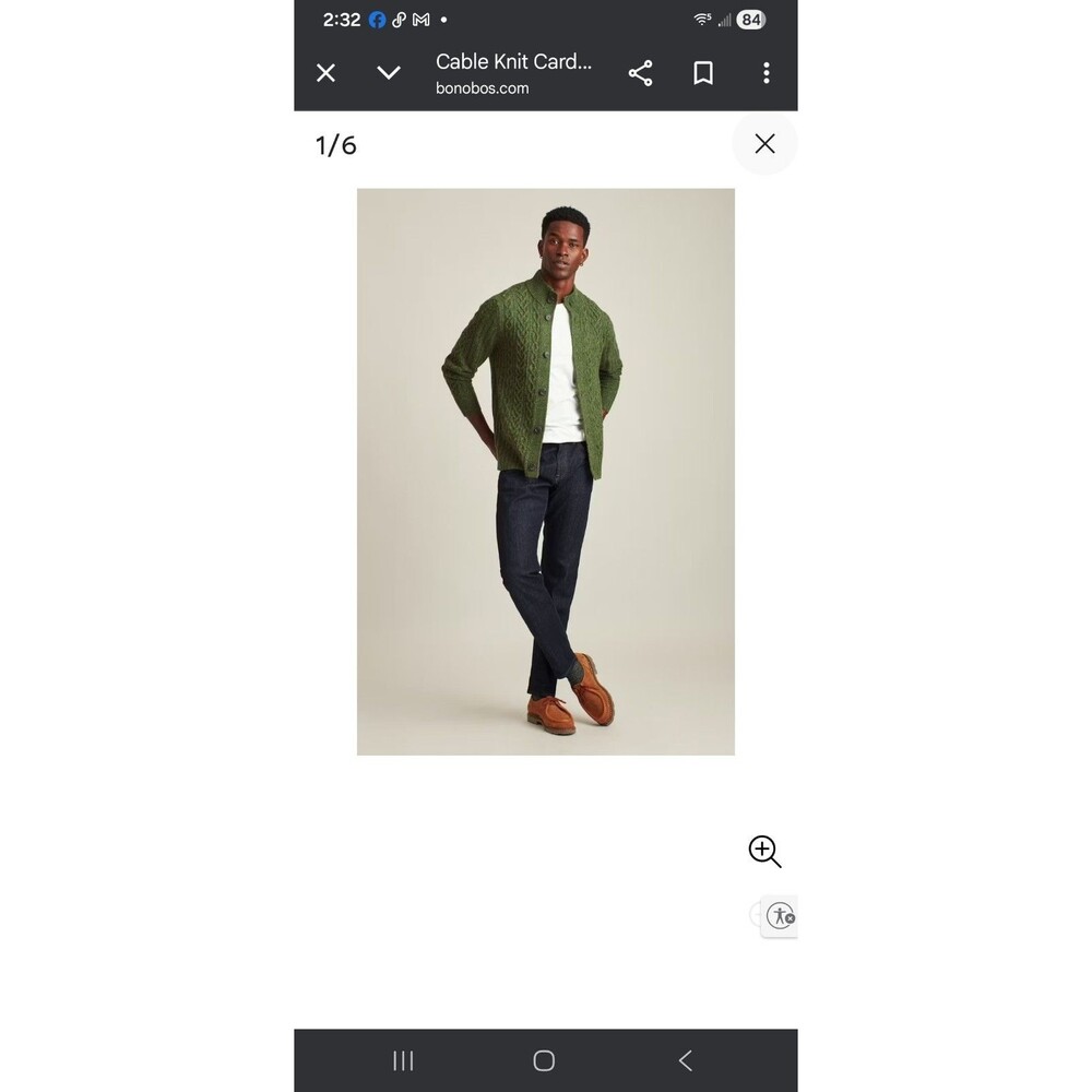 BONOBOS Mens Wool Blend Cardigan Grandpa Cozy Classic Sz M Green Multi Flecks